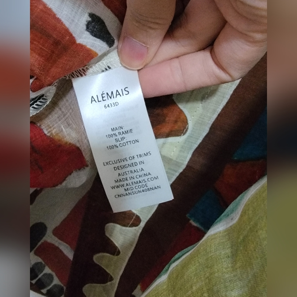 Alémaisx LRNCE Michelle printed ramie midi dress US 2 - Picture 7 of 10